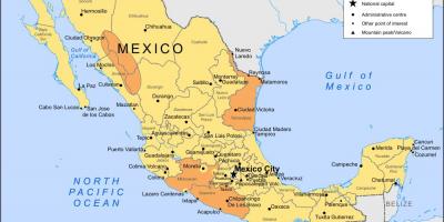 نقشہ میکسیکو کے شہر اور ارد گرد کے علاقوں