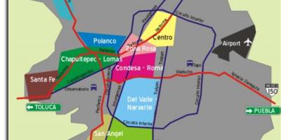 میکسیکو شہر کے نقشے محلوں