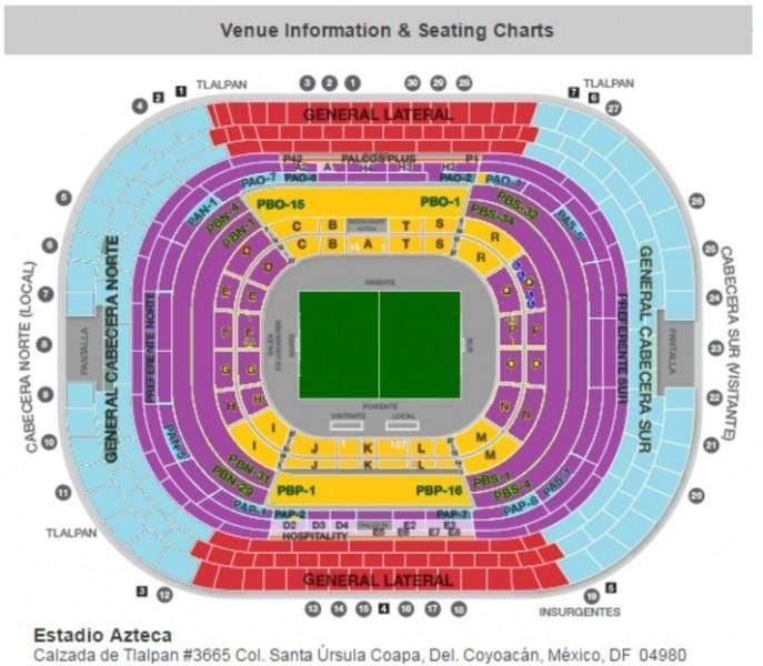 estadio azteca بیٹھنے کا نقشہ