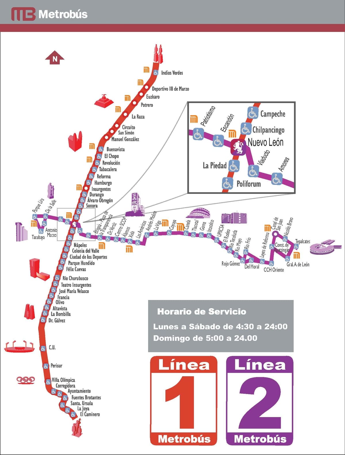 نقشہ کے metrobus میکسیکو سٹی