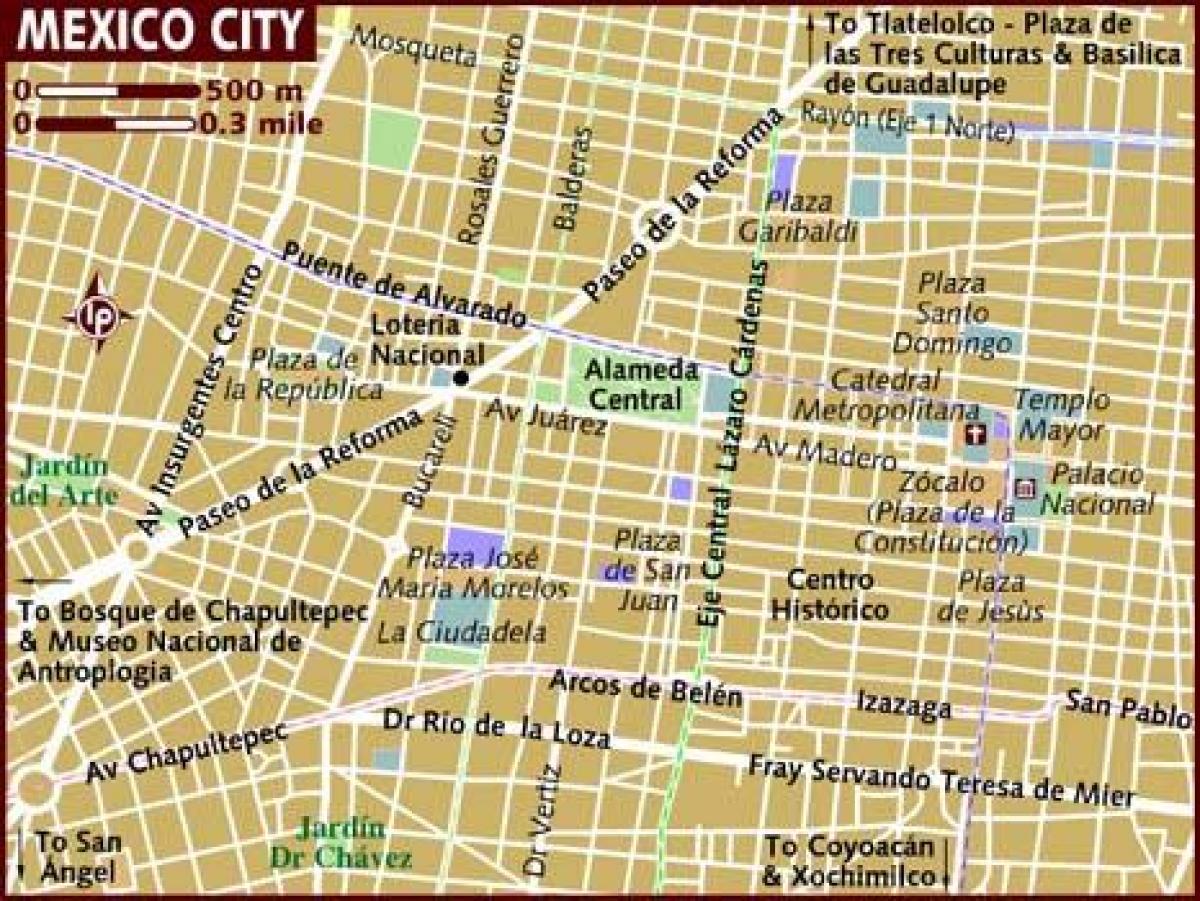 centro historico میکسیکو شہر کا نقشہ