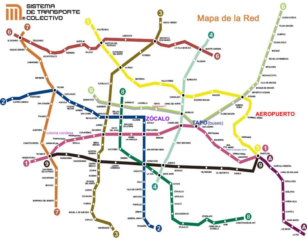 میکسیکو سٹی ٹرین کا نقشہ