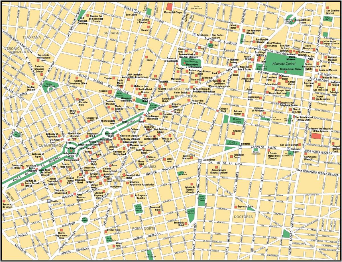 نقشہ میکسیکو کے شہر دلچسپی کے پوائنٹس