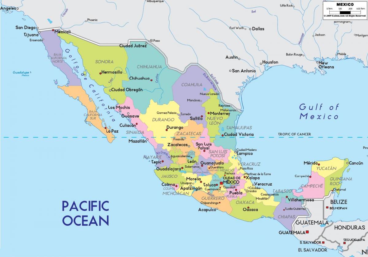 نقشہ میکسیکو کے شہر صوبہ