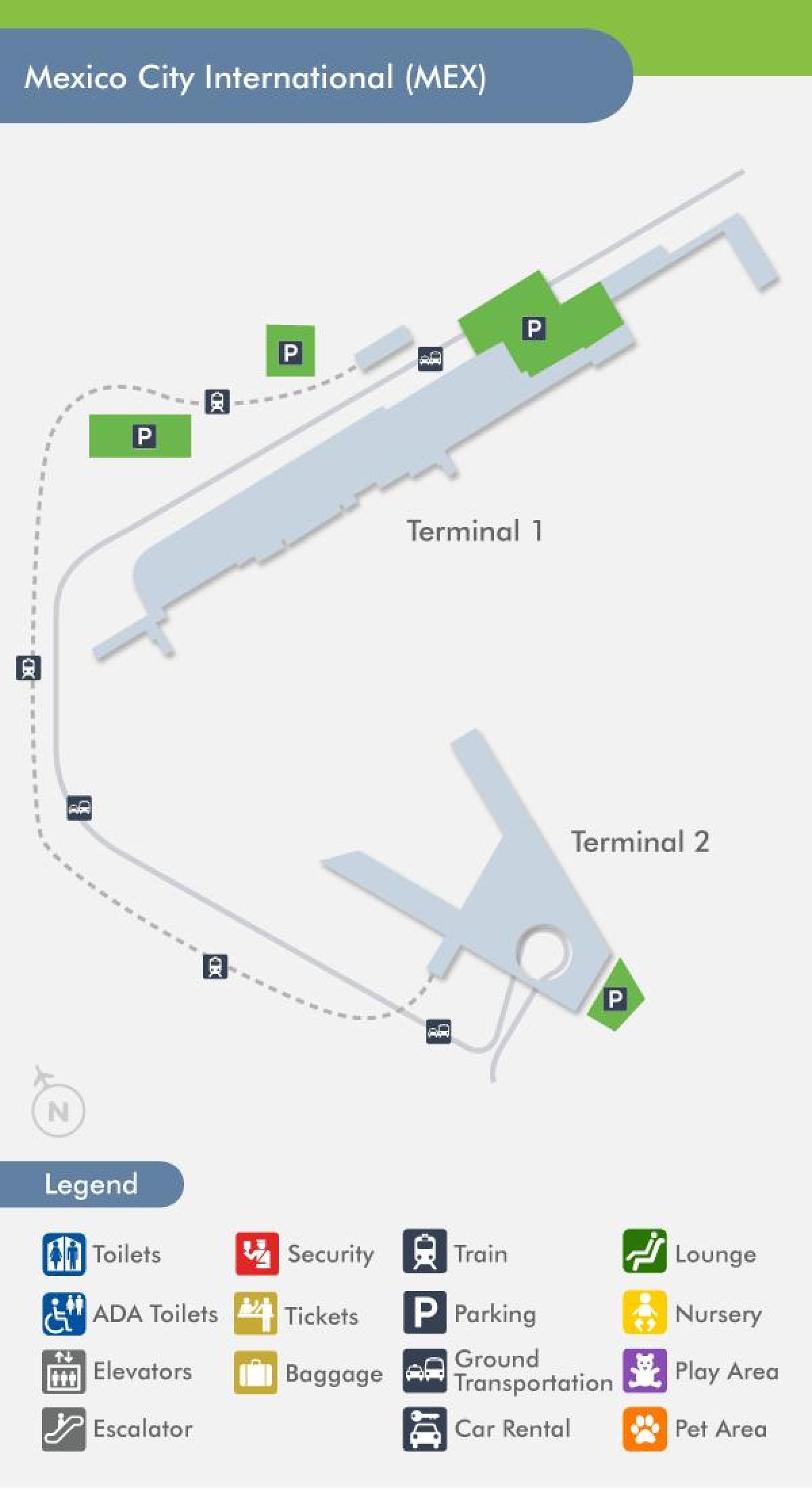 میکسیکو شہر کے ہوائی اڈے کے ٹرمینل کا نقشہ